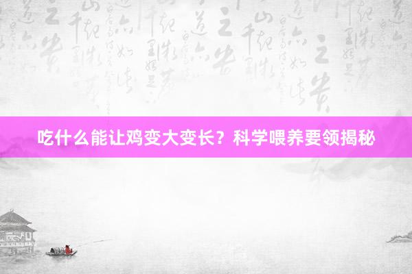 吃什么能让鸡变大变长？科学喂养要领揭秘